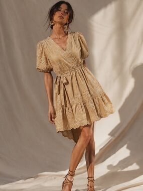 Ralph Lauren Embroidered Wrap Dress Size 10 Cottagecore Chic